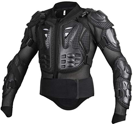 LucaSng Motorrad Schutz Jacke Motocross Protektorenjacke mit Rückenprotektor Ganzkörper-Rüstung, Schutzausrüstung Berg Reiten Skaten Snowboarden Brustpanzer Damen und Herren (Schwarz, L)