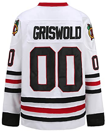 oldtimetown Griswold #00 Film-Hockeytrikots, genähte Buchstaben und Zahlen S-XXXL, 00#white, L
