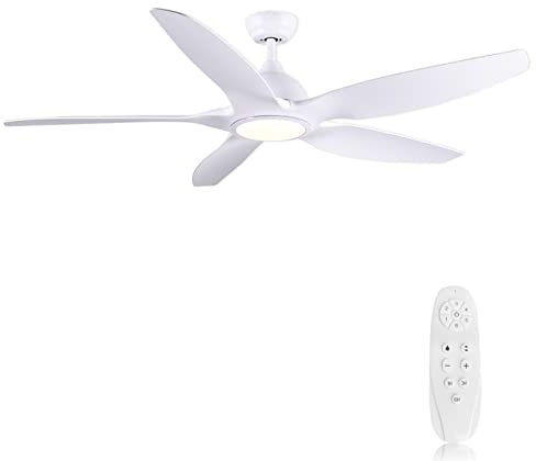 Newday Deckenventilator mit Beleuchtung und Fernbedienung,153CM Leise Deckenventilator mit Lampe Große, Deckenventilator Winterbetrieb Weiß mit 5 Gang-DC-Motor, 3 Farbtemperaturen, Timer