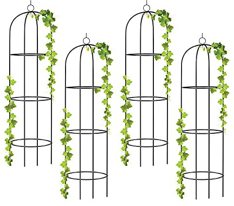 wuuhoo® Rankhilfe Alma aus Metall - 190cm große Rankstütze für Rosen, Ranksäule für Kletterpflanzen, wetterfestes Rankgitter 4 Stk.