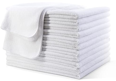 Polyte - Toalla de Microfibra antipelusa para el Cabello - Secado rápido - Profesional - 40,6 x 73,7 cm - Pack de 12 (Blanca)