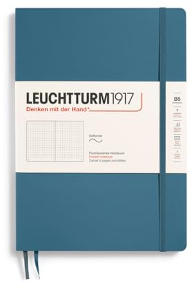 LEUCHTTURM1917 365637 Notizbuch Composition (B5), Softcover, 123 nummerierte Seiten, Stone Blue, Dotted | 178x254 mm, 123 nummerierte Seiten, Fadenheftung, 2 Lesezeichen, Softcover