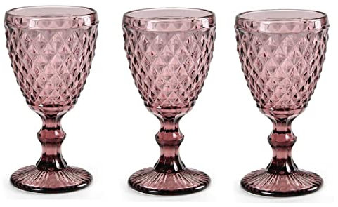 GICOS SRL Set 6 calice bichiere vino 210 ml in vetro colore rosa GIN-820533