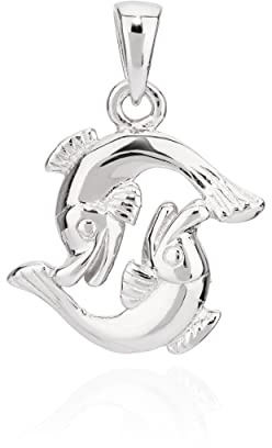 NKlaus Kettenanhänger Sternzeichen Fisch, 925 Sterling Silber, 1 Stück | 14x13mm; rhodiniert; Gewicht 0,7g