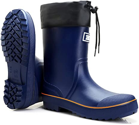 HSBDNZQ Rain Boots for Men, Waterproof Mens Rubber Boots with PVC Unique Design, Comfort Lightweight Work Mud Boots, Resistant Durable Slip Garden Boots for Farming Gardening Fishing
