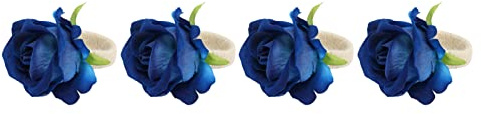 Rose Serviette Halter Ring Schnallen Tisch Dekorationen, Kunst Handwerkliche Blumen Servietten Ringe Set von 4 für Heim Küche Esszimmer Valentines Geburtstags Feiern Mittagessen Picknicks(Blau)