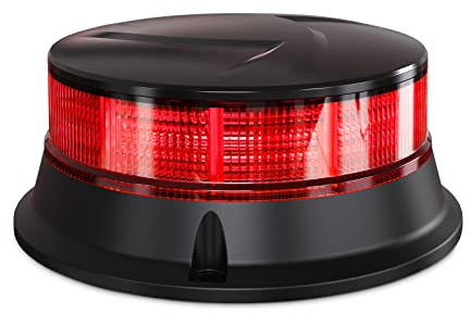 Agrieyes Amber Beacon Light 4.2Inch, Flashing Safety Warning Lights Permanent/Magnet Mount (Red, Screw)