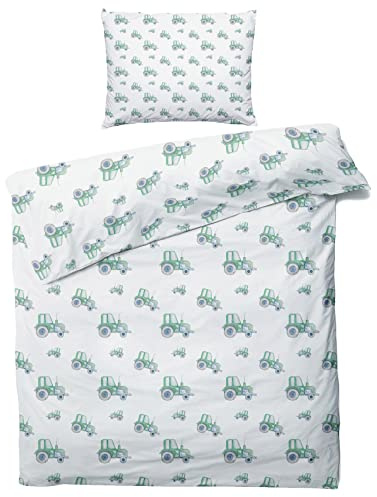 ZDABAOEC Traktor Kinderbettwäsche 100x135 Jungen, Weiche Microfaser Kinder Baby Bettwäsche 2er Set - 1 Bettbezug + 1 Kissenbezug 40x60, mit Reißverschluss, Wende Motiv