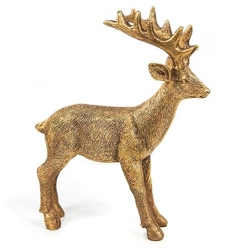 Logbuch-Verlag Figurine de renne de cerf doré - Décoration de Noël à poser - 18 cm