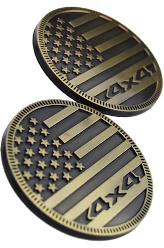 4x4 Off-Road Round Emblem Decal USA US Flag Badge for Jeep Wrangler Grand Cherokee Liberty Trail Rated Pickup Exterior Door Panel Fender Bumper Guard Trunk Tailgate Window Support US Military