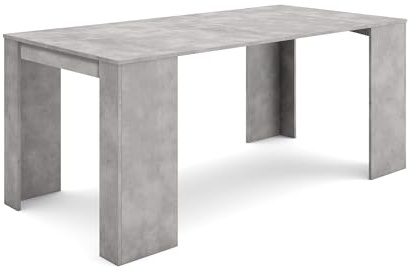 Skraut Home | Table Console Extensible | Console Meuble | 180 | pour 8 Personnes | Table à Manger | Style Moderne | Ciment