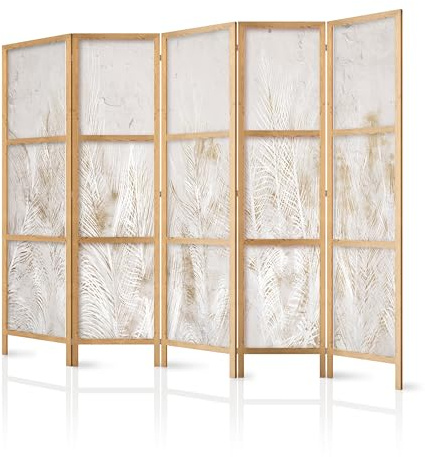 murando - Paravent Raumteiler Holz Abstrakt, 225x172 cm, 5-teilig, modern | Mobiler Sichtschutz, sofort einsatzbereit, Holzrahmen, ideal fürs Wohnzimmer oder Büro, geruchsneutral, lichtbeständig