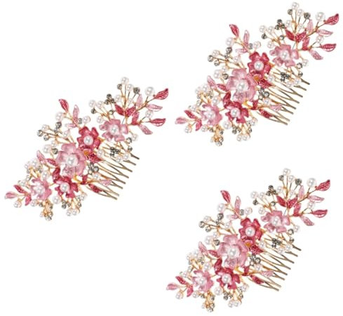 FRCOLOR 3stücke Braut Haarschmuck Mit Perlen Und Blumen Eleganter Haarkamm Für Hochzeiten Handgefertigter Haarclip Für Braut Und Brautjungfer Accessoire Für Besondere Anlässe