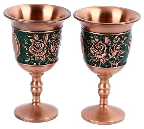 Gobelet En Or Vintage, Gobelet à Calice 2 Pièces, Tasse à Vin En Métal Gaufré Vintage Gobelet à Calice En Or Tasse à Liqueur De Vin En Relief Pour Bar à la Maison(C)