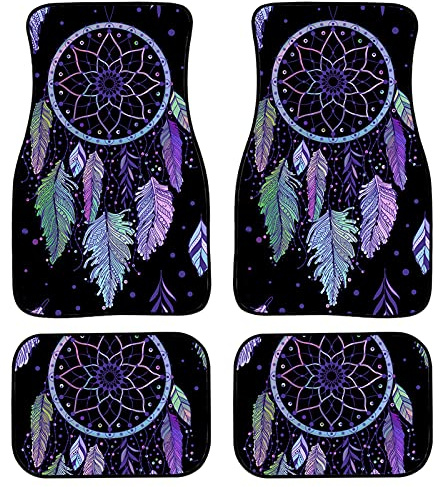 Dream Catcher - Tapete para piso de coche, 4 piezas, universal, delantero y trasero, de goma, lavable, para todo tipo de clima, accesorios de decoración interior de automóviles