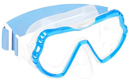 Occhiali da immersione, per bambini, per ragazzi, ragazze, adolescenti, maschera da snorkeling con copertura nasale, anti-nebbia, anti-perdita, maschera subacquea (Light Blue Puls)