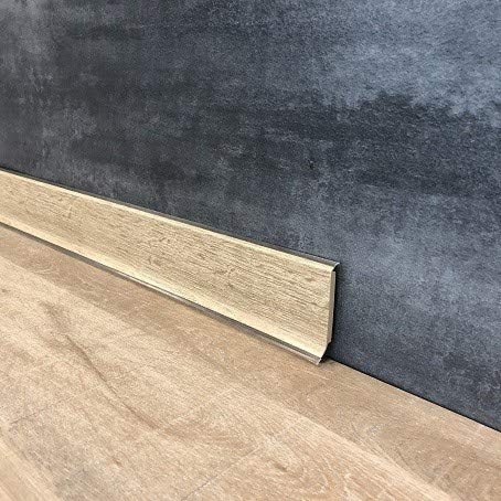 Sockelleiste Kunststoff 12.8 x 60 x 2500 mm PVC Hartschaum Kastanie zum Kleben, Schrauben & Nageln Fußleiste Transparente Weichlippe by PROVISTON 12.5 Meter | 5 Stück