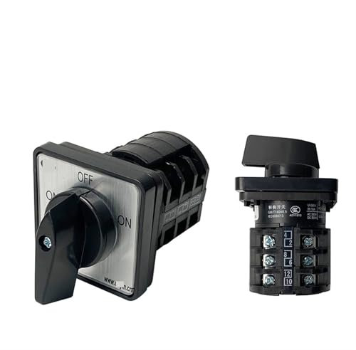 Circuito de control ON-OFF-ON 10A LW8-10 Conmutador 2 polos 3 niveles 3 posiciones 8/12 terminales Contacto plateado Interruptor de leva giratorio 1 pieza(3 Poles)