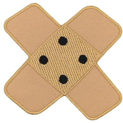 Pflaster Kreuz Beige Aufnäher zum aufbügeln oder aufnähen Bügelbild Aufbügler für Kleidung gestickter Bügelflicken Applikation Bügelpatch Flicken Hosenpflaster Patch Größe 7,5 x 7,0 cm