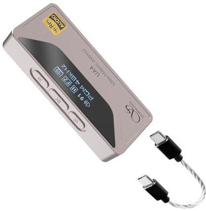 SHANLING UA4 - Amplificatore portatile USB DAC/AMP per cuffie, supporta MQA 16X, 768kHz DSD512, alta potenza di guida per Android/iOS/Mac/Windows, controllo del volume dongle, 3,5/4,4 mm fino a 237 mW