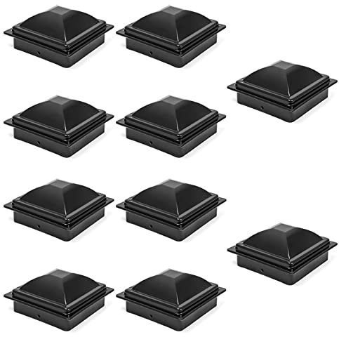 XSMYdpuk Couverture en Aluminium enduite de Chapeau de Poteau de Pyramide de Poudre Noire pour Les barrières et Les Plate-Forme extérieures, 80x80mm Chapeau Plat de Poteau de Paquet de 10 pour la Bar
