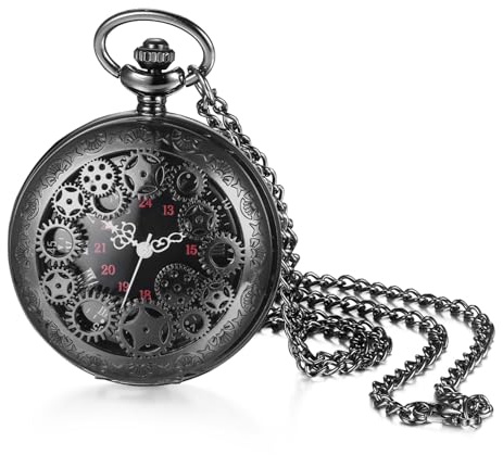 JewelryWe Vatertagsgeschenk Taschenuhr Herren Retro Flugzeug/Eule/Indianer Alter Mann/Kreuz Kettenuhr Analog Quarz Uhr Anhänger mit Halskette Kette Bronze Geschenk für Männer
