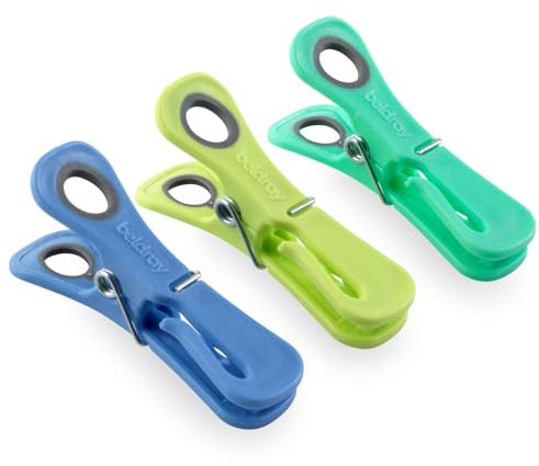 Beldray Lot de 24 Pinces à Linge à Double Prise – Crochet supplémentaire pour Suspendre des vêtements délicats, en Plastique recyclé, antidérapant, Solide, Durable, Pinces à Linge Robustes, Pinces à