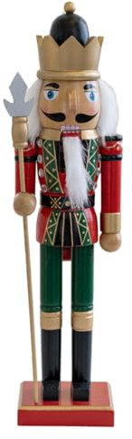 YAOGUI Schiaccianoci Natale in Legno Re Soldato 38 Cm Figurine Scultura Centrotavola per Feste per Feste Festival