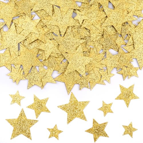 Sterne Konfetti,100 Stück Streudeko Weihnachten,Gold Sterne Deko,Glitzersterne Weihnachts Tischdeko,Sterne Basteln für Silvester Hochzeit Geburtstag Weihnachtsdeko(3 Größ 2-4cm)