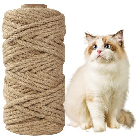 BUCOMTU Corde Arbre à Chat, 6MM X 50 M Corde pour Arbre à Chat, matériel de Bricolage, décoration de Jardin Maison Corde de Chanvre