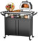 SUPEER Chariot de barbecue, table à pizza avec 4 roulettes, plateau de table en acier inoxydable 304, chariot pour barbecue, chariot de service d'extérieur, chariot de jardin