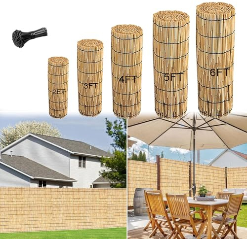 LRHELPBNR Valla De Caña Natural, Paneles De Valla De Privacidad, Pantalla De Caña para Jardín, Decoraciones para El Hogar, Tejidas A Mano, Montaje Fácil(0.61x5m/2x16.4ft)