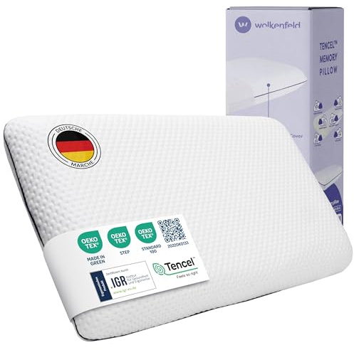 Wolkenfeld Coussin de soutien cervical en mousse à mémoire 70x40x12 – Coussin cervical respirant et confortable – Support optimal pour le cou, le dos et les épaules – Fibre Tencel – Certifié Oeko-TEX
