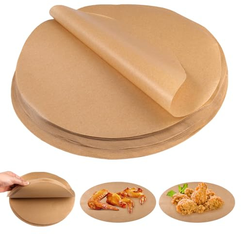 150 Stück Backpapier Rund, 26cm, Antihaft-Backpapier für Heißluftfritteuse | Dauerbackfolie Rund für Kuchen, BBQ, Backen, Hamburger, Dessert