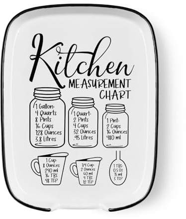 Funny Large Spoon Holder Ceramic Spoon Rest for Stove Top, Farmhouse White Spoon Rest for Chef, Women, Mom, Friend Kitchen Décor Gift, Heat-Resistant Cooking Utensil Rest (Kitchen Measurement)