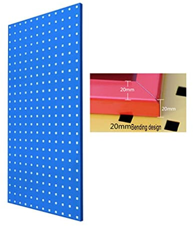 Panneau mural perforé en métal bleu - 90 x 45 cm - Organiseur pour garage, atelier, cuisine et bureau - Solution idéale pour le rangement et l'affichage de bijoux pour l'artisanat et les pan