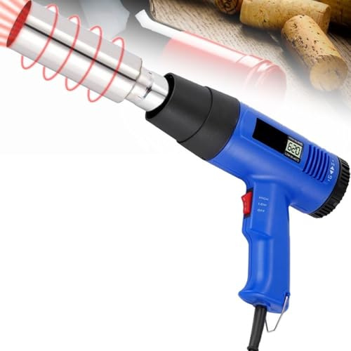 GXGSDM 1600W Glue Cap Heat Shrink Gun, 50mm Wine Bottle Wrap Sealing Machine, 40-600℃ Temperature Control, Automobile Membrane Hot Air Gun, For PVC PP POF Wine Capsules Wrapping