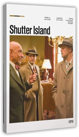 hsqxidhz Poster cinematografico su tela, motivo: Shutter Island, decorazione per camera da letto, ufficio, camera da letto, regalo, 40 x 60 cm