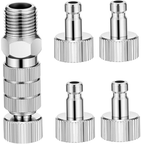 DOITOOL Adattatori per Aerografo Kit Connettori Metallo Accessori per Tubo Aerografo Facile e Disconnessione Compatibile con La Maggior Parte Aerografi