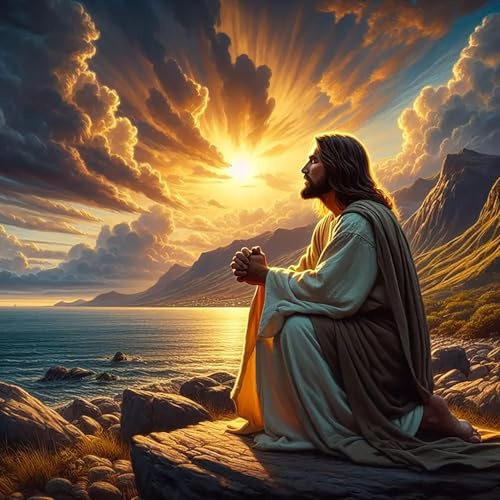 Diamond Painting Set für Erwachsene, DIY Diamantmalerei Kit Anfänger, Vollbohrer Runddiamanten Edelsteinkunst Handwerk, Religiöse Jesus Kreuz Wanddeko, Erwachsene Geschenkidee Heimdekoration 30x30cm