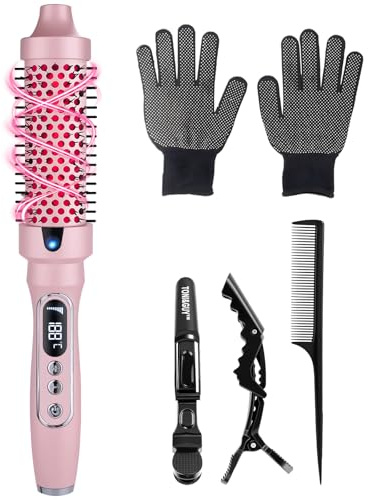 Wepai 38mm Wärmebürste Thermobürste, 3 in 1 LCD 110-210℃Heated Round Thermal Brush,Lockenbürste für Lose Locken,Erhöhen Sie das Haarvolumen, Glattes Haar, 5 Temperaturen Thermobürste