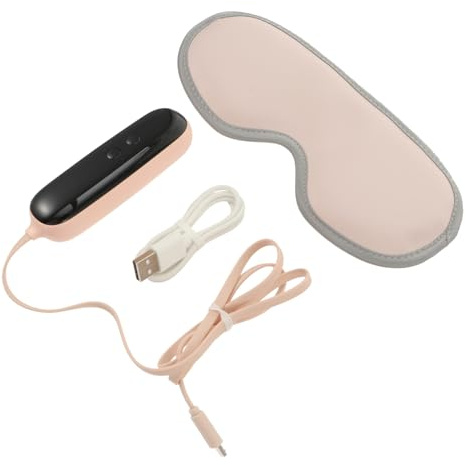 Mikinona Antifaz Masajeador Ocular Recargable Rosa Ajustable Calefacción USB para Aliviar Fatiga en Casa Oficina y Viajes