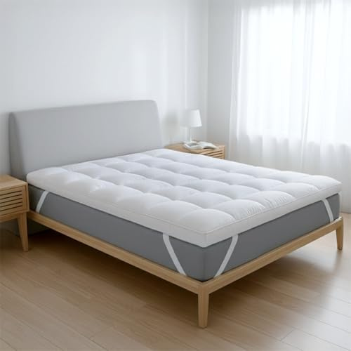The White Stone Matratzen Topper 180x200 cm mit 1000 g/m² Faserfüllung | Extra Komfort Matratzenauflage mit integrierter atmungsaktiver Luftkammer | Topper mit Wolken-Effekt