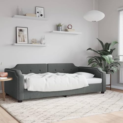 Holamys Tagesbett Dunkelgrau 90x200 cm, Stoffbezug, Metall Massivholz Gestell, modernes Schlafsofa für Gästezimmer, robust