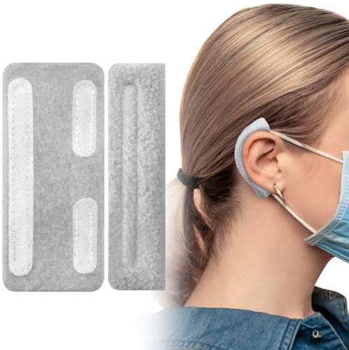 STSTR 2Pcs Nasal Cannula Ear Cushions, Breathable Oxygen Ear Protectors for Oxygen Tubing, Soft Loop Design Comfort Ear Pads for Ear Pain Relieve, Eyeglasses, Oxygen Users - Grey