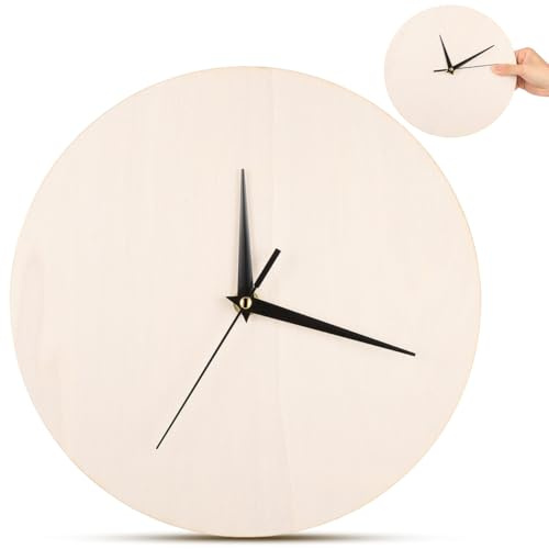 SOLUSTRE Holzwanduhrentafel wanduhr unvollendetes rundes Zifferblatt Bastel-Uhrensockel DIY Basteluhr Blanko-Uhren zum Basteln unvollendete Uhr zum Basteln Uhrensockel aus Holz Beige