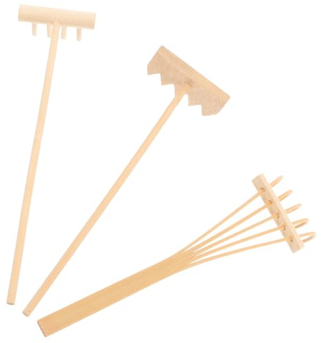 Toyvian 3 Pièces Lot de 3 Mini Râteaux en Bambou Naturel pour Jardin Zen Outil de Table Déco Feng Shui Accès Sires Écologiques pour Salon et Bureau et Jardin D’Intérieur 3 Modèles Variés 5