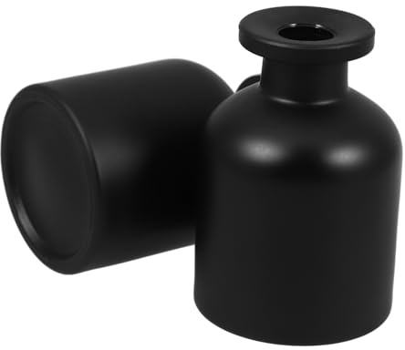 Cabilock Botellas Difusoras de Vidrio Cilíndricas Vacías para Aceites Esenciales 100 Ml Mate Negro, Pack 2 Unidades, Recipientes Recargables para Aromaterapia en Hogar, Oficina y Hotel