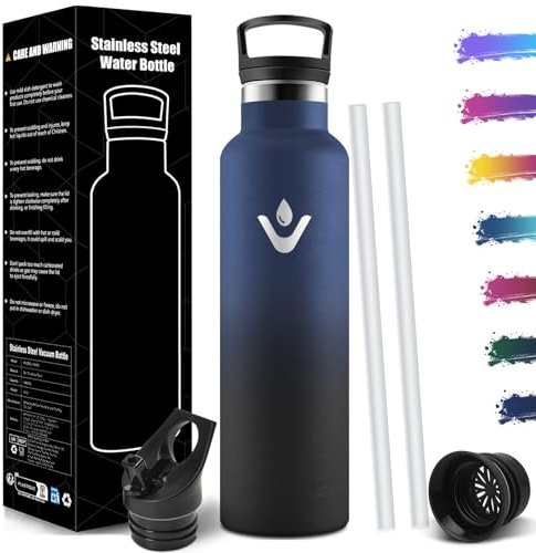 Mulbijeo Botella Agua Acero Inoxidable, 1000 ML Reutilizable Sin BPA, Botella Agua Termica, Botella Agua, Aislamiento Al Vacío de Doble Pared, Termos, Cantimplora para Adultos, Deporte