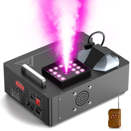 Macchina del Fumo da 1500W con 24 LED RGB, d-mx512 e Telecomando per Palco Matrimonio Festa Halloween Natale